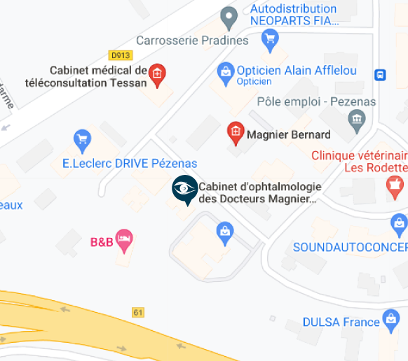 Cabinet d'ophtalmologie PEZENAS - Dr Arnaud DEBOIS - Dr Catherine FRASSON - Dr Pierre FOURCADE - Dr Bernard MAGNIER - Ophtalmo 34